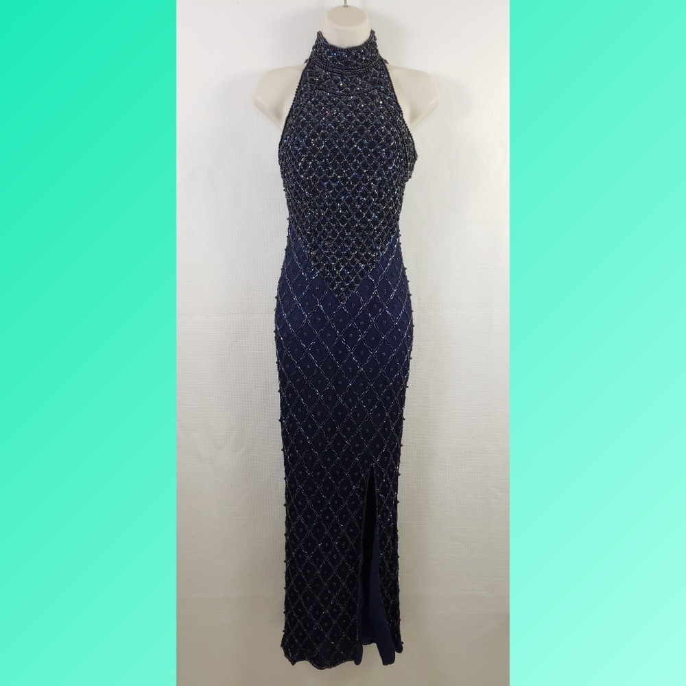 Laurence Kazar Formal Evening Halter Gown small
